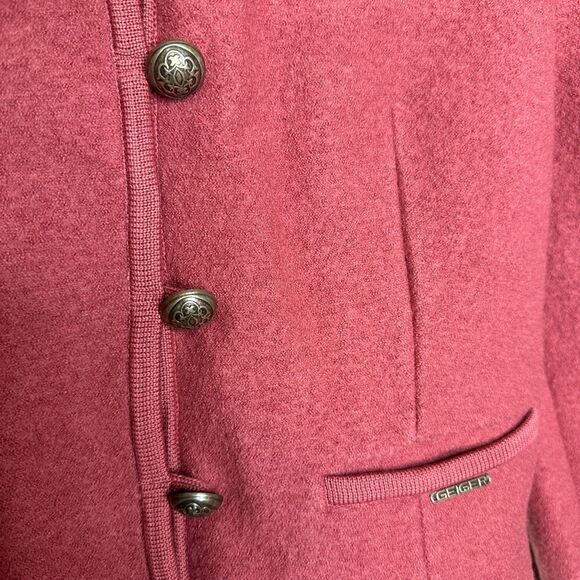 Vintage Geiger Wool Jacket Womens 42 L/XL Austrian Pink Boiled Wool Button Up - Picture 3 of 9